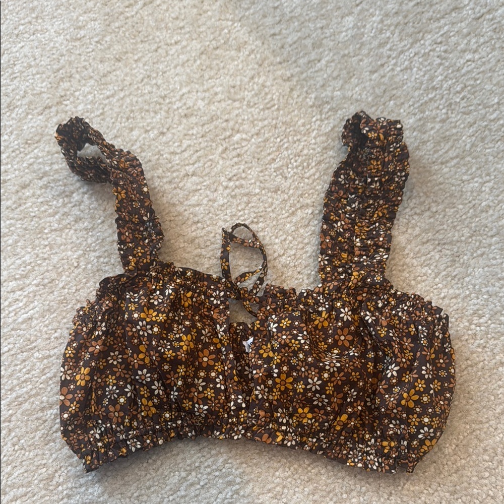 Floral Brown Crop Top Garage NEVER WORN